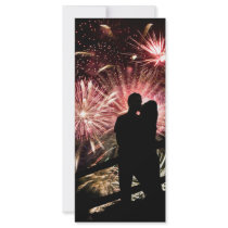 Fireworks Couple Kissing Silhouette Custom Rack Cards