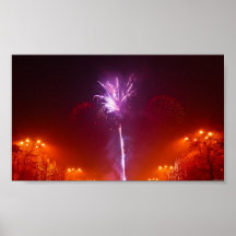 FIREWORKS NIGHT BLACK RED EXPLOSIONS CELEBRATIONS POSTER
