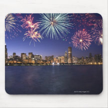 Fireworks over Chicago skyline 2 Mouse Pad