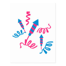 Fireworks rocket postcard