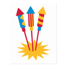 Fireworks rocket postcard