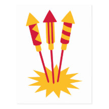 Fireworks rocket postcards