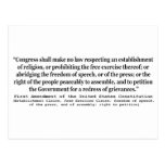 First Amendment of the United States Constitution Post Cards
