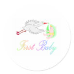 First Baby (Stork) Round Sticker