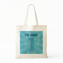 First Birthday Boy, I'm One, Big Blue Number 1 Canvas Bags