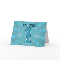 First Birthday Boy, I'm One, Big Blue Number 1 Greeting Card