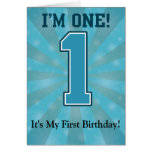 First Birthday Boy, I'm One, Big Blue Number 1 Card