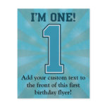 First Birthday Boy, I'm One, Big Blue Number 1 flyers