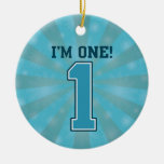 First Birthday Boy, I'm One, Big Blue Number 1 ornaments