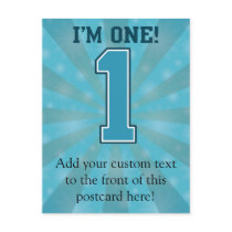 First Birthday Boy, I'm One, Big Blue Number 1 Post Card