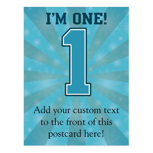 First Birthday Boy, I'm One, Big Blue Number 1 Post Card