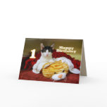 First Birthday Kitten with Toy Tiger Greeting Card