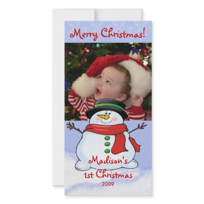 First Christmas Photo Card Snowman by celebrateitinvites