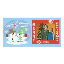 First Christmas Snowmen Couples Photo Card