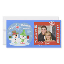 First Christmas Snowmen Couples Photo Card