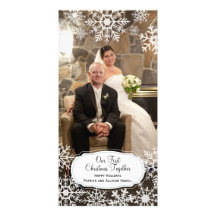 First Christmas Together - Elegant Snowflake Picture Card
