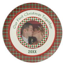 First Christmas Together Personalized Dated  Photo Dinner Plate