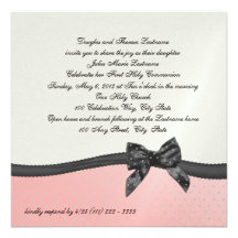First Communion Pink Polka Dot with Bow Personalized Announcements