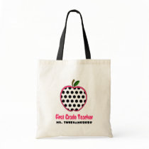 First Grade Teacher Bag - Polka Dot Apple