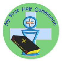 First Holy Communion Gifts for Kids Round Stickers