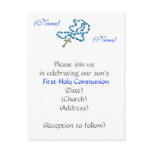 First Holy Communion Invitation-Blue Rosary Postcards