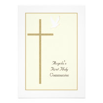 First Holy Communion Invitations -- Cross & Dove invitations
