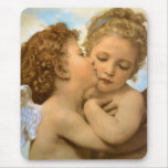 First Kiss by Bouguereau, Vintage Victorian Angels Mousepads