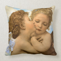 First Kiss by Bouguereau, Vintage Victorian Angels Pillows