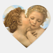 First Kiss by Bouguereau, Vintage Victorian Angels Stickers