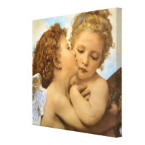 First Kiss, L'Amour et Psyché, Enfants, Bouguereau Gallery Wrap Canvas