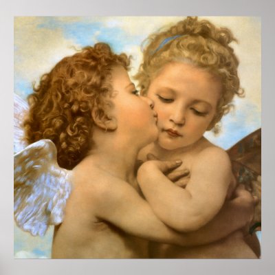 First Kiss, L'Amour et Psyché, Enfants, Bouguereau Poster by MasterpieceCafe