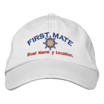 First Mate Wheel Your Boat Name Your Name or Both! Embroidered Baseball Caps