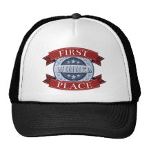 First place winners badge mesh hats