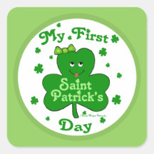 First St. Patrick's Day Gir Irish Shamrock Sticker