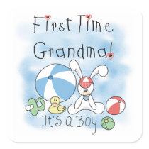 First Time Grandma of Boy Gifts Square Stickers