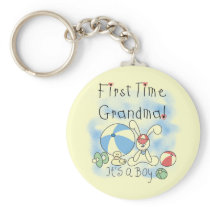 First Time Grandma of Boy Tshirts and Gifts Key Chains