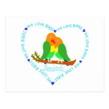 Fischer´s Lovebirds Heart Postcard Postkarten
