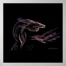 Fish and Birds Fractal by Kitty Ann Print