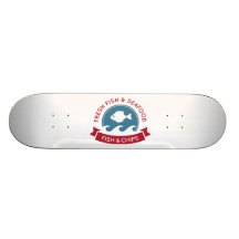 Fish And Chips Seafood Logo Skate Board Decks
