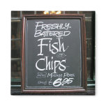 Fish and chips sign fridge magnet