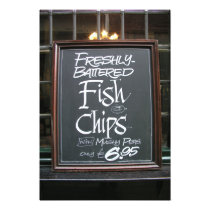 Fish and chips sign photo print