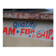 Fish and Chips Sign Postcard