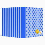Fish and fried egg on blue polka dots and stripes vinyl binders