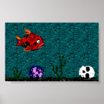 Fish and Skull Poster