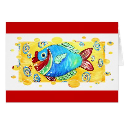 Fish Bubbles Greeting Card by BytheBayou