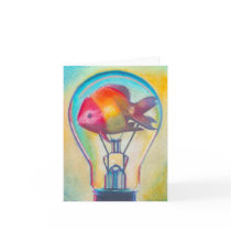 "Fish Bulb" Surreal Art Notecard by Ashazart