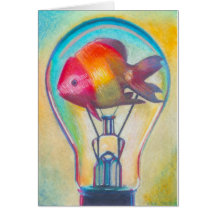 "Fish Bulb" Surreal Art Notecard by Ashazart