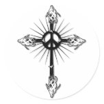 Fish-Cross-Peace Round Sticker