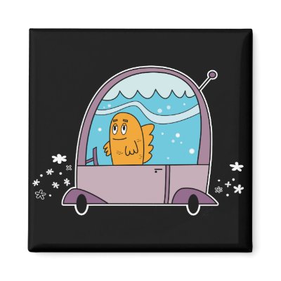 Fish Driving a Car - Magnet by andymcnally