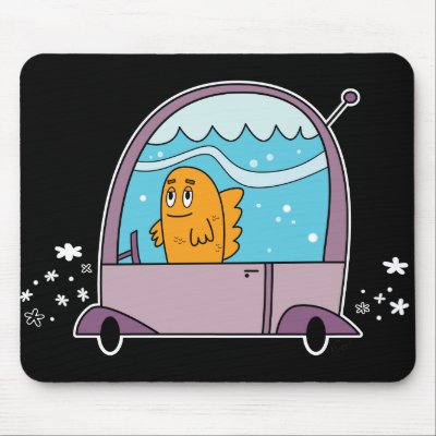 Fish Driving a Car - Mouse Pad by andymcnally